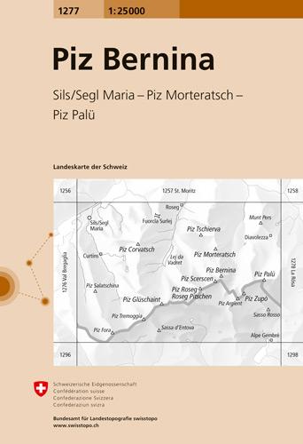 Carte de randonnée n° 1277 - Piz Bernina (Suisse) | Swisstopo - 1/25 000 carte pliée Swisstopo 