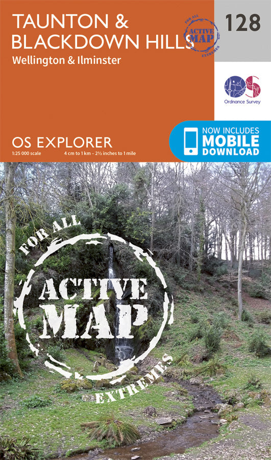 Carte de randonnée n° 128 - Taunton, Blackdown Hills (Grande Bretagne) | Ordnance Survey - Explorer carte pliée Ordnance Survey Plastifiée 