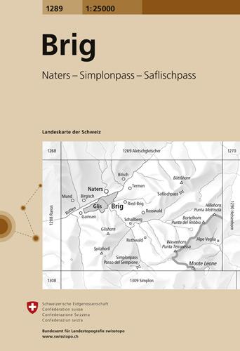 Carte de randonnée n° 1289 - Brig (Suisse) | Swisstopo - 1/25 000 carte pliée Swisstopo 