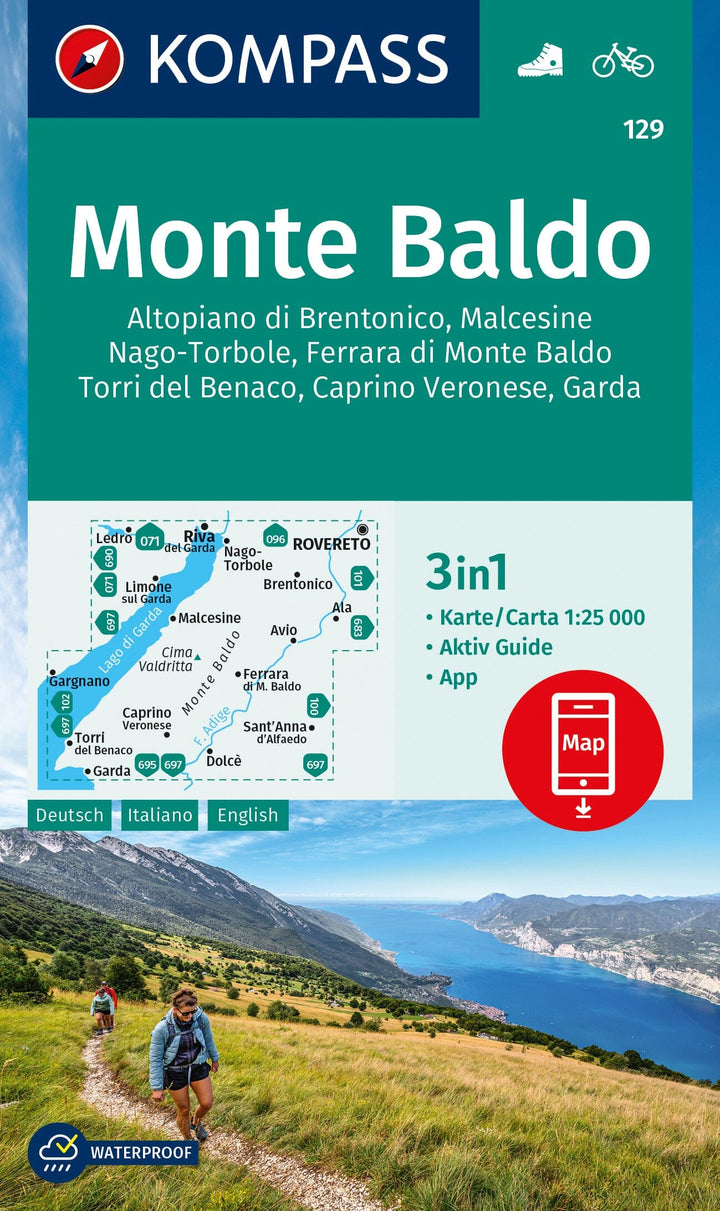 Carte de randonnée n° 129 - Monte Baldo (Italie) | Kompass carte pliée Kompass 