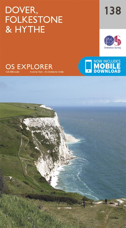 Carte de randonnée n° 138 - Dover, Folkstone, Hythe (Grande Bretagne) | Ordnance Survey - Explorer carte pliée Ordnance Survey 