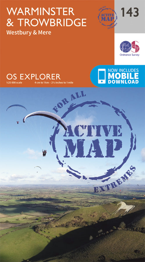 Carte de randonnée n° 143 - Warminster, Trowbridge (Grande Bretagne) | Ordnance Survey - Explorer carte pliée Ordnance Survey Plastifiée 
