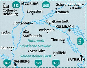 Carte de randonnée n° 165 - Nördliche Fränkische Schweiz (Allemagne) | Kompass carte pliée Kompass 