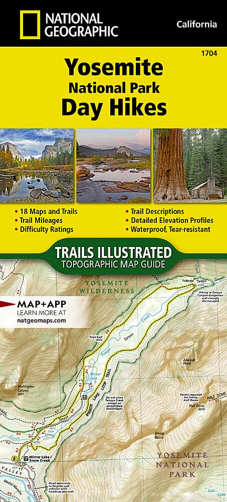 1704 :: Yosemite National Park Day Hikes Map | National Geographic carte pliée 