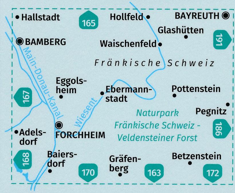 Carte de randonnée n° 171 - Südliche Fränkische Schweiz (Bavière, Allemagne) | Kompass carte pliée Kompass 