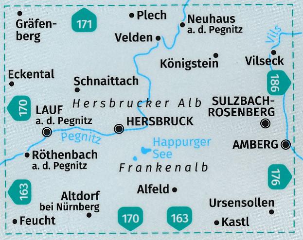 Carte de randonnée n° 172 - Nürnberger (Allemagne) | Kompass carte pliée Kompass 