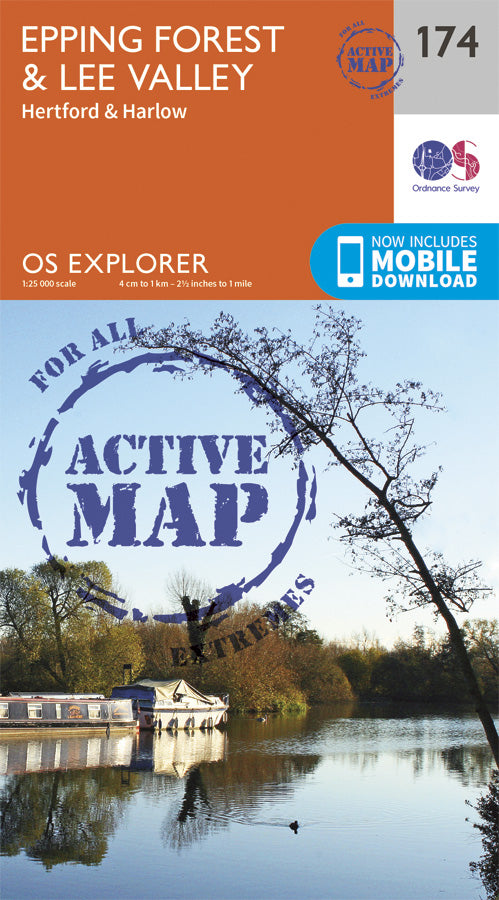 Carte de randonnée n° 174 - Epping Forest, Lee Valley (Grande Bretagne) | Ordnance Survey - Explorer carte pliée Ordnance Survey Plastifiée 