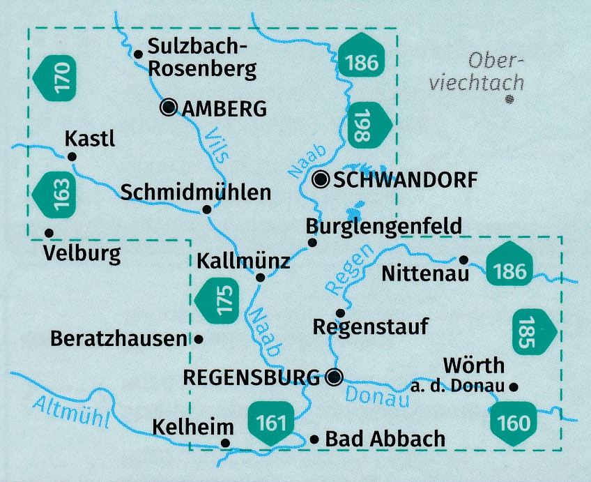 Carte de randonnée n° 176 - Regensburg, Amberg, Schwandorf (Allemagne) | Kompass carte pliée Kompass 