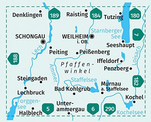 Carte de randonnée n° 179 - Pfaffenwinkel, Schongau, Weilheim in Oberbayern (Allemagne) | Kompass carte pliée Kompass 
