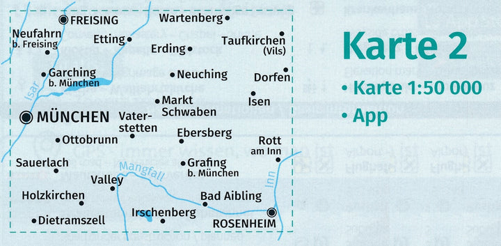 Carte de randonnée n° 184 - Munich & environs | Kompass carte pliée Kompass 