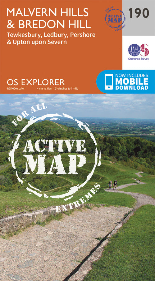 Carte de randonnée n° 190 - Malvern Hills, Bredon Hill (Grande Bretagne) | Ordnance Survey - Explorer carte pliée Ordnance Survey Plastifiée 