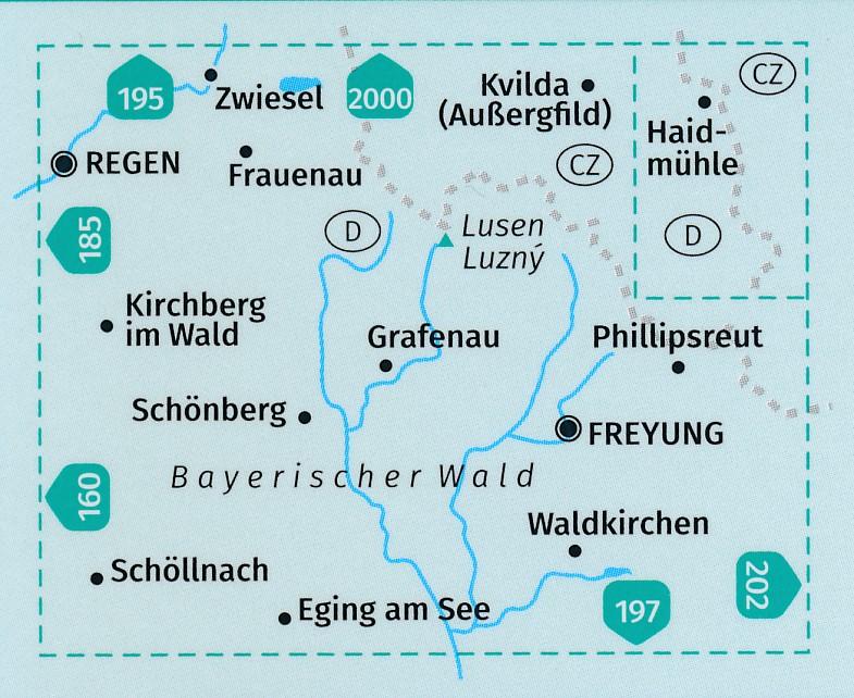 Carte de randonnée n° 196 - Bayerischer Wald Mittlerer + Activ Guide (Allemagne) | Kompass carte pliée Kompass 