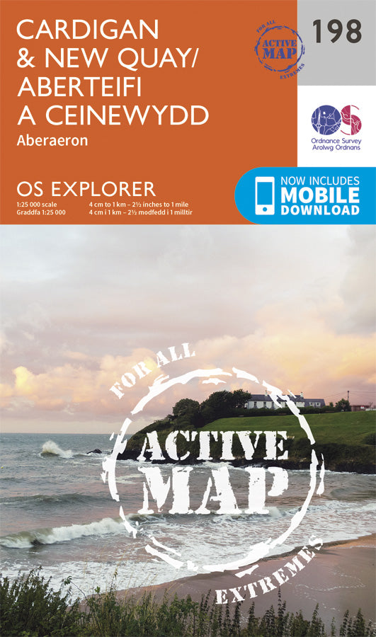 Carte de randonnée n° 198 - Cardigan, New Quay (Grande Bretagne) | Ordnance Survey - Explorer carte pliée Ordnance Survey Plastifiée 