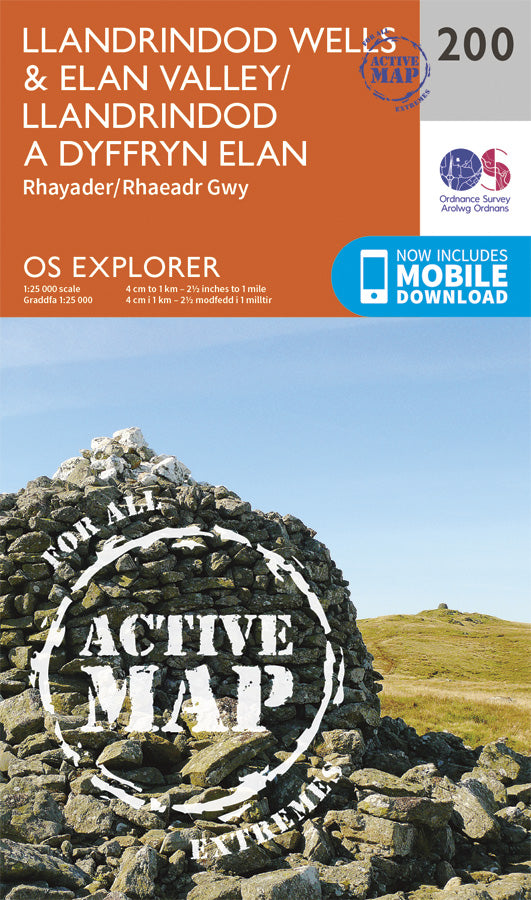 Carte de randonnée n° 200 - Llandrindod Wells, Elan Valley (Grande Bretagne) | Ordnance Survey - Explorer carte pliée Ordnance Survey Plastifiée 