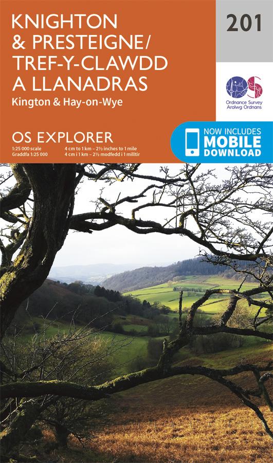 Carte de randonnée n° 201 - Knighton, Presteigne (Grande Bretagne) | Ordnance Survey - Explorer carte pliée Ordnance Survey 