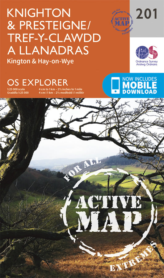 Carte de randonnée n° 201 - Knighton, Presteigne (Grande Bretagne) | Ordnance Survey - Explorer carte pliée Ordnance Survey Plastifiée 