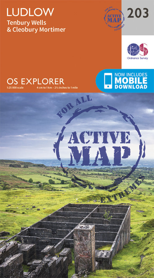 Carte de randonnée n° 203 - Ludlow (Grande Bretagne) | Ordnance Survey - Explorer carte pliée Ordnance Survey Plastifiée 
