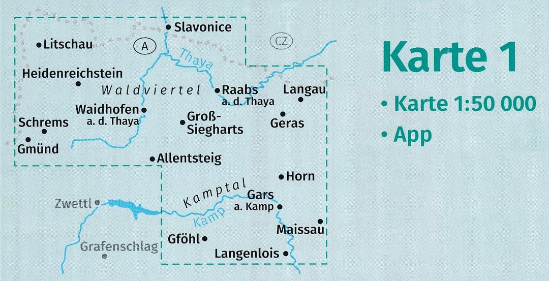 Carte de randonnée n° 203 - Waldviertel Kampta, Wachau (Basse-Autriche) | Kompass carte pliée Kompass 