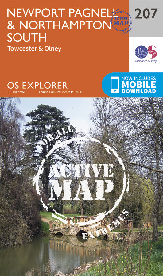 Carte de randonnée n° 207 - Newport Pagnell, Northampton South (Grande Bretagne) | Ordnance Survey - Explorer carte pliée Ordnance Survey Plastifiée 
