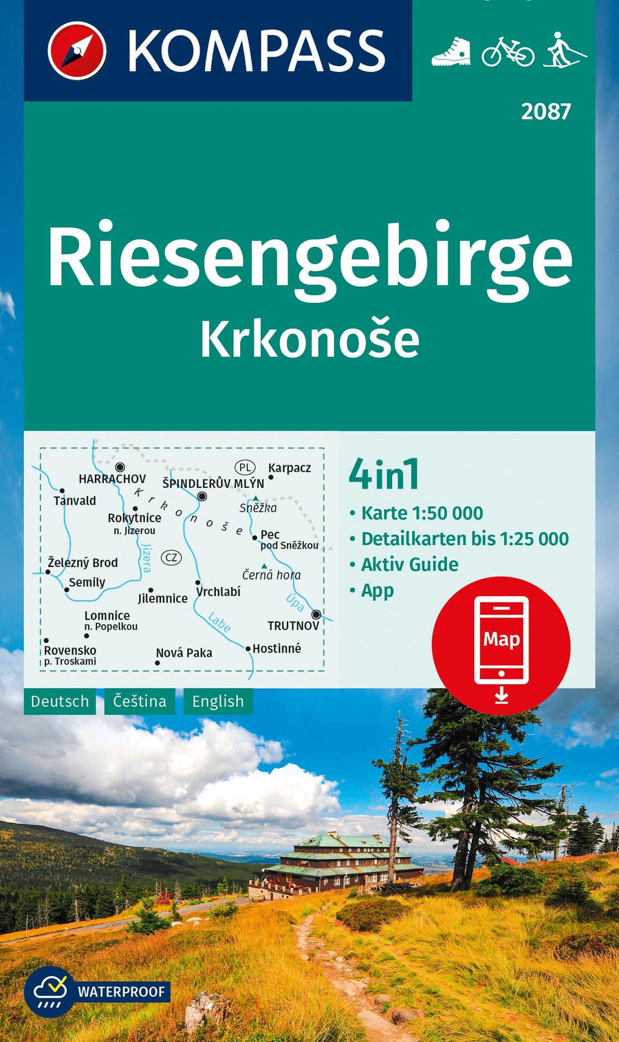 Carte de randonnée n° 2087 - Riesengebirge, Krkonos (République Tchèque) | Kompass carte pliée Kompass 
