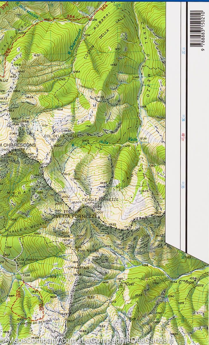 Carte de randonnée n° 21 - Vallées Cellina, Settimana et Cimoliana | Tabacco carte pliée Tabacco 