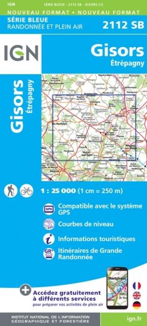 Carte de randonnée n° 2112 - Gisors, Étrépagny | IGN - Série Bleue carte pliée IGN 
