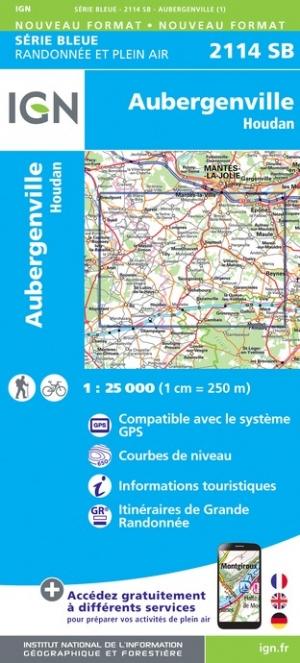 Carte de randonnée n° 2114 - Aubergenville, Houdan | IGN - Série Bleue carte pliée IGN 