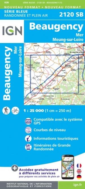 Carte de randonnée n° 2120 - Beaugency, Mer, Saint-Laurent, Meung-sur-Loire | IGN - Série Bleue carte pliée IGN 