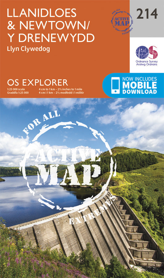Carte de randonnée n° 214 - Llanidloes, Newtown, Y Drenewydd (Grande Bretagne) | Ordnance Survey - Explorer carte pliée Ordnance Survey Plastifiée 