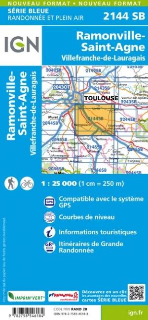 Carte de randonnée n° 2144 - Ramonville-Saint-Agne, Villefranche-de-Lauragais | IGN - Série Bleue carte pliée IGN 
