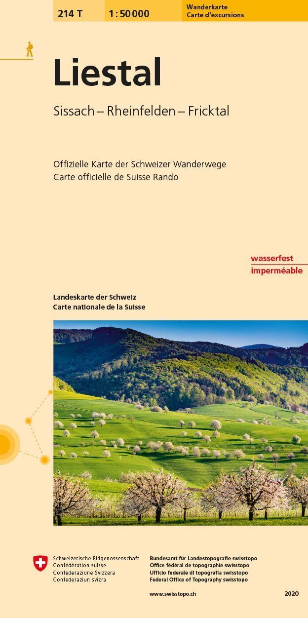 Carte de randonnée n° 214T - Liestal (Suisse) | Swisstopo - Excursions au 1/50 000 carte pliée Swisstopo 