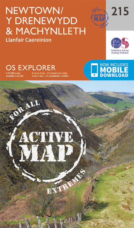 Carte de randonnée n° 215 - Newtown, Machynlleth (Grande Bretagne) | Ordnance Survey - Explorer carte pliée Ordnance Survey Plastifiée 