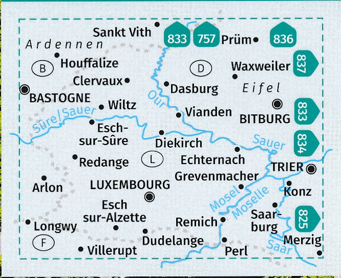 Carte de randonnée n° 2202 - Luxemburg 2-Set | Kompass carte pliée Kompass 