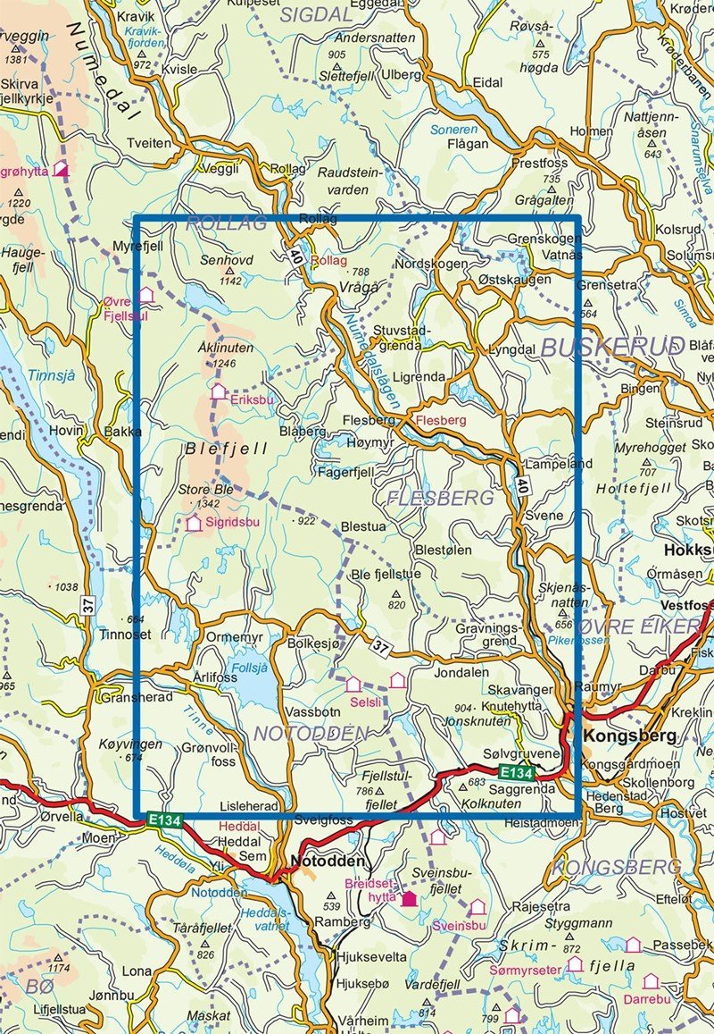 Carte de randonnée n° 2207 - Blefjell (Norvège) | Nordeca - Turkart 1/50 000 carte pliée Nordeca 