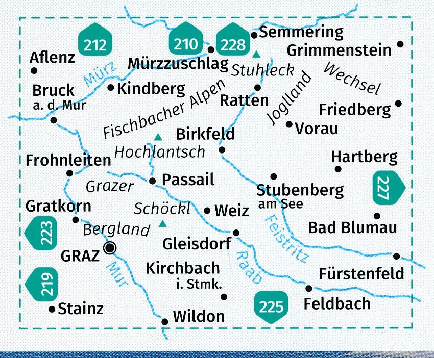 Carte de randonnée n° 221 - Grazer Bergland, Fischbacher Alpen (Autriche) | Kompass carte pliée Kompass 