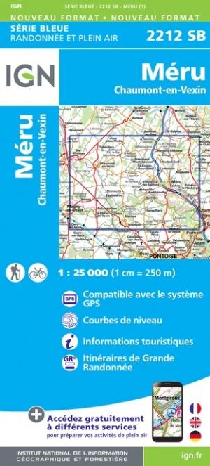 Carte de randonnée n° 2212 - Méru, Chaumont-en-Vexin | IGN - Série Bleue carte pliée IGN 