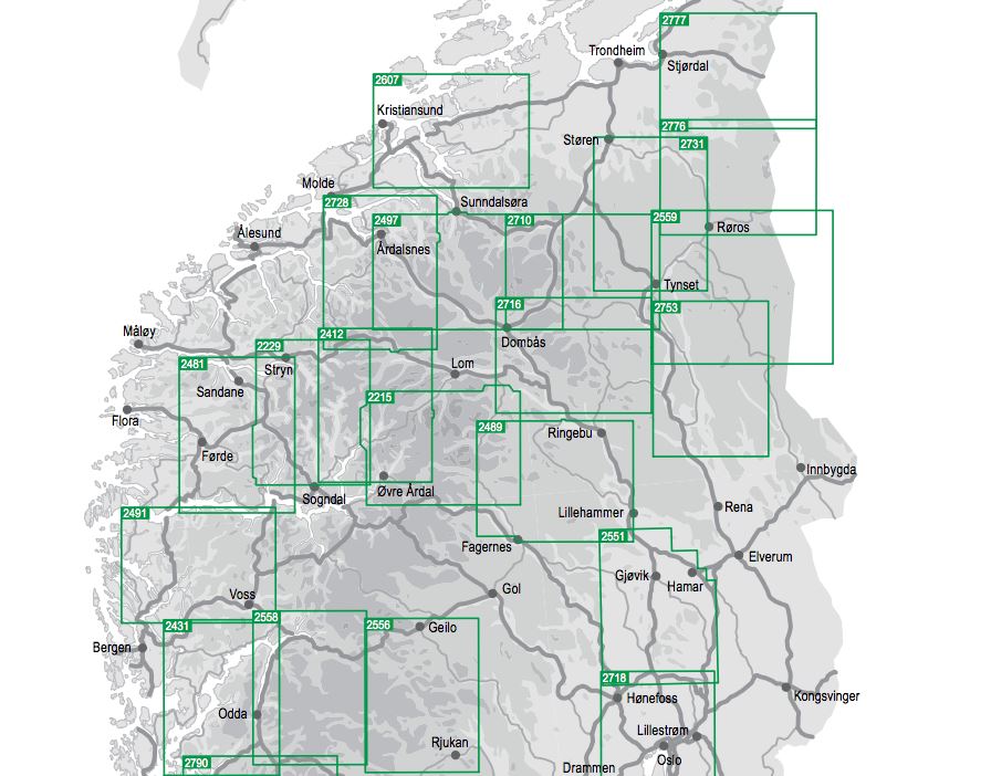 Carte de randonnée n° 2215 - Jotunheimen (Norvège) | Nordeca - Turkart 1/100 000 carte pliée Nordeca 