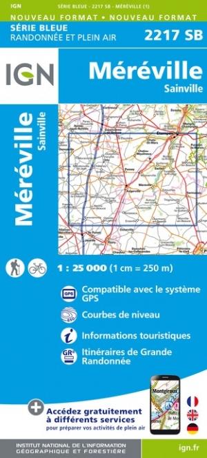Carte de randonnée n° 2217 - Méréville, Sainville | IGN - Série Bleue carte pliée IGN 