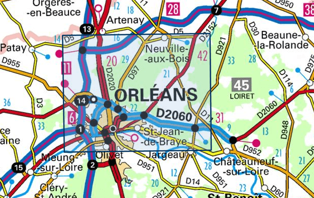 Carte de randonnée n° 2219 - Orléans, Fay-aux-Loges | IGN - Série Bleue carte pliée IGN 