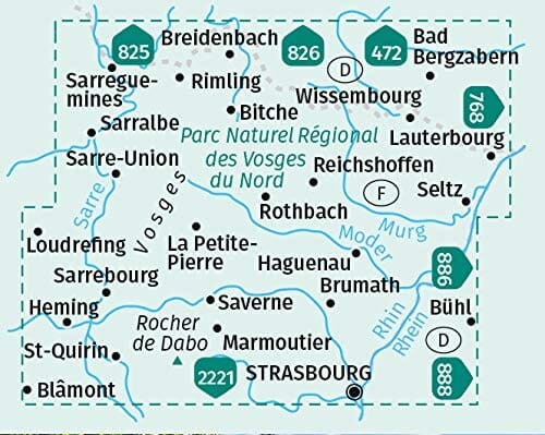 Carte de randonnée n° 2220 - Alsace, Vosges du Nord | Kompass carte pliée Kompass 