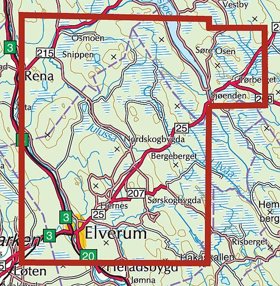 Carte de randonnée n° 2220 - Elverum (Norvège) | Nordeca - Turkart 1/50 000 carte pliée Nordeca 