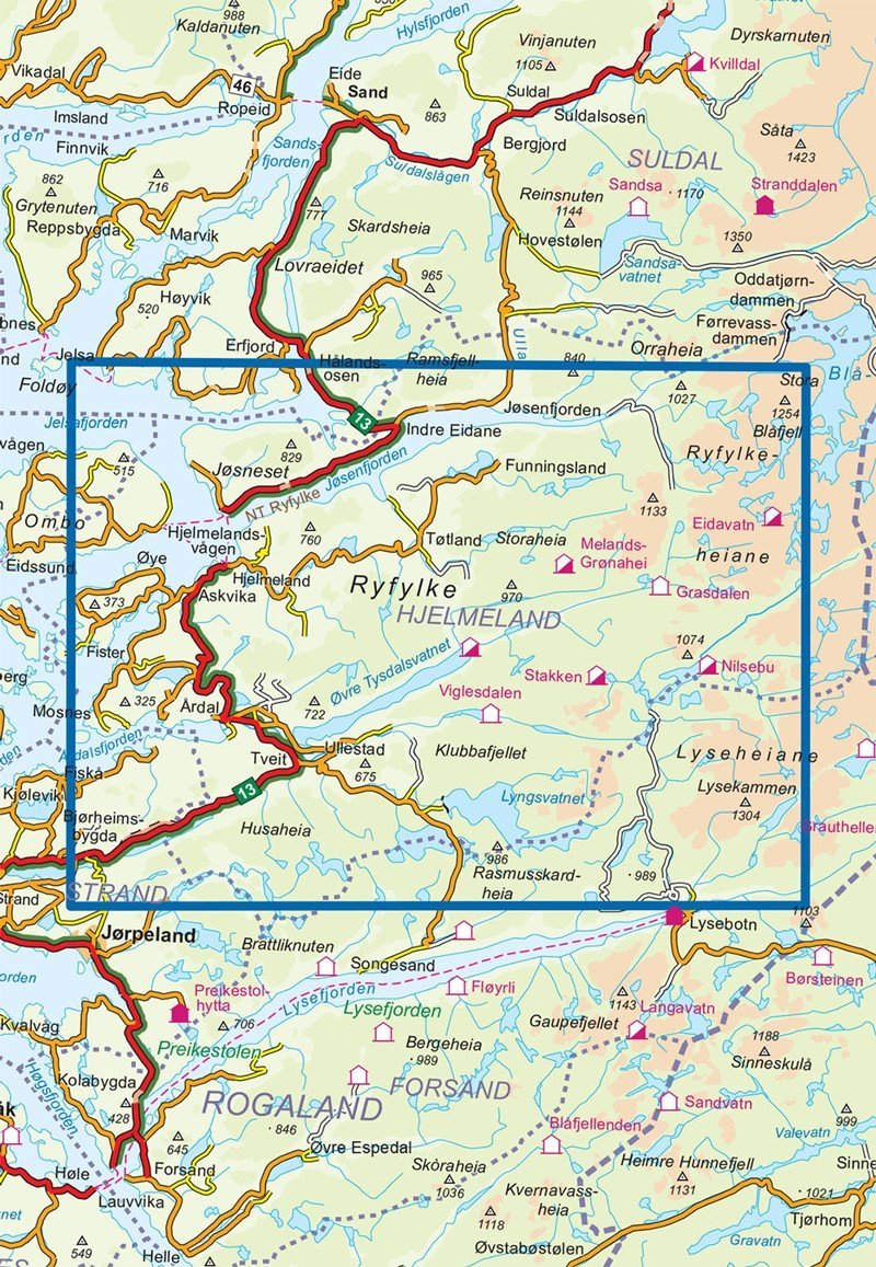Carte de randonnée n° 2232 - Hjelmelandsheiane (Norvège) | Nordeca - Turkart 1/50 000 carte pliée Nordeca 