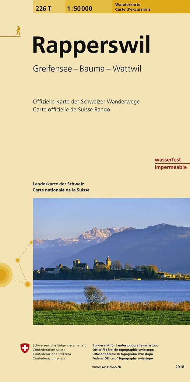 Carte de randonnée n° 226T - Rapperswil (Suisse) | Swisstopo - Excursions au 1/50 000 carte pliée Swisstopo 