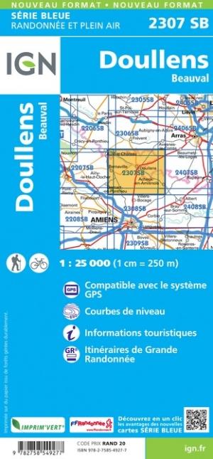 Carte de randonnée n° 2307 - Doullens, Beauval | IGN - Série Bleue carte pliée IGN 