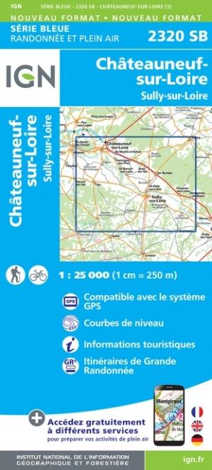Carte de randonnée n° 2320 - Châteauneuf-sur-Loire, Sully-sur-Loire | IGN - Série Bleue carte pliée IGN 