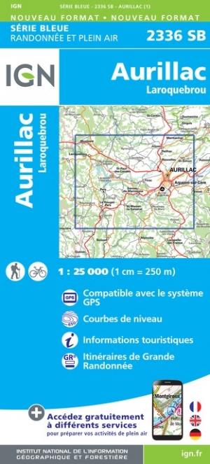 Carte de randonnée n° 2336 - Aurillac, Laroquebrou | IGN - Série Bleue carte pliée IGN 