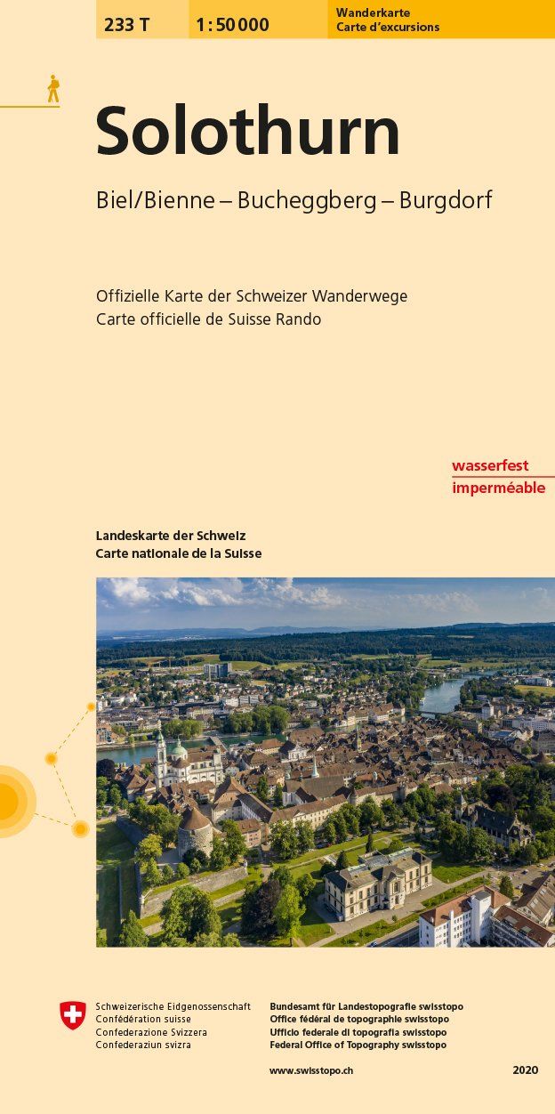 Carte de randonnée n° 233T - Solothurn (Suisse) | Swisstopo - Excursions au 1/50 000 carte pliée Swisstopo 