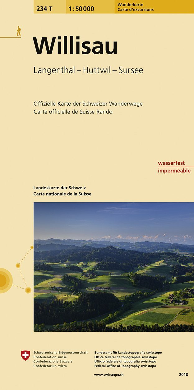 Carte de randonnée n° 234T - Willisau (Suisse) | Swisstopo - Excursions au 1/50 000 carte pliée Swisstopo 