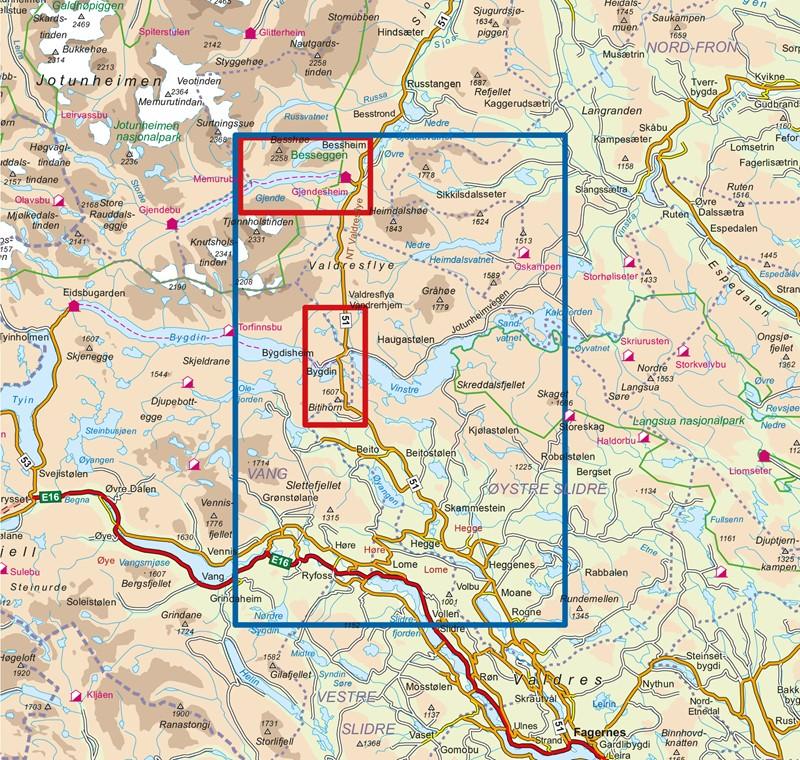 Carte de randonnée n° 2375 - Beitostølen (Norvège) | Nordeca - Turkart 1/50 000 carte pliée Nordeca 