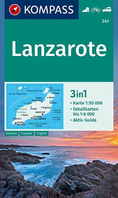 Carte de randonnée n° 241 - Lanzarote | Kompass carte pliée Kompass 